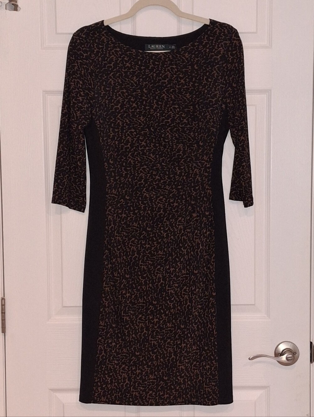 Lauren Ralph Lauren Animal Print Black & Brown Patterned Sheath Dress - 8